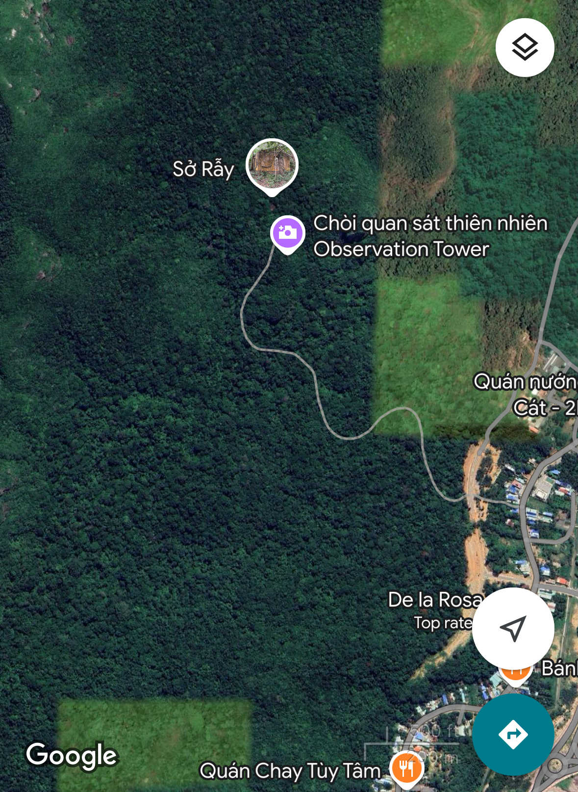 google map of the hike to the observation tower.